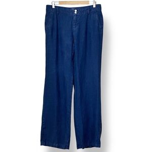 Lilly Pulitzer 100% Linen Straight Leg Pants 8 navy blue casual full length